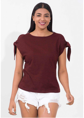 SLEEVE KNOT DARK MAROON T SHIRT